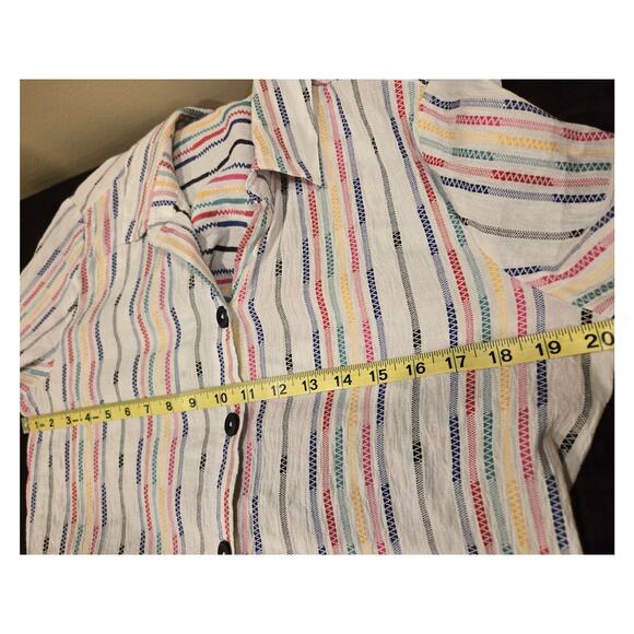 Habitat Fiesta Weave Tunic Top White Multicolor Relaxed Fit Cotton Womens Medium - Picture 9 of 11